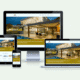Modern website displayed on multiple devices including desktop, tablet, and smartphone.